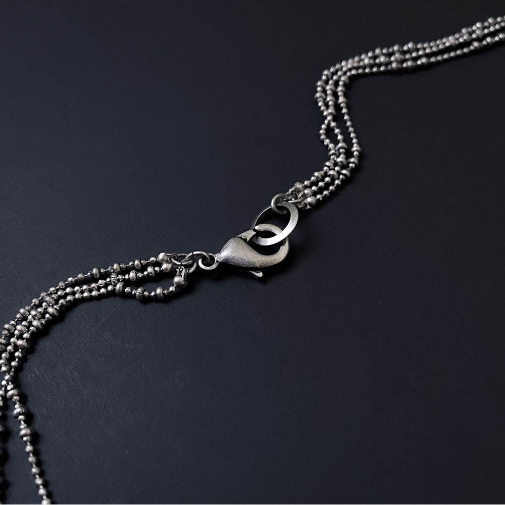 Long Boho Silver Tone Chain Beaded Fan Charms Layered Minimalist Necklace - Picture 6 of 8